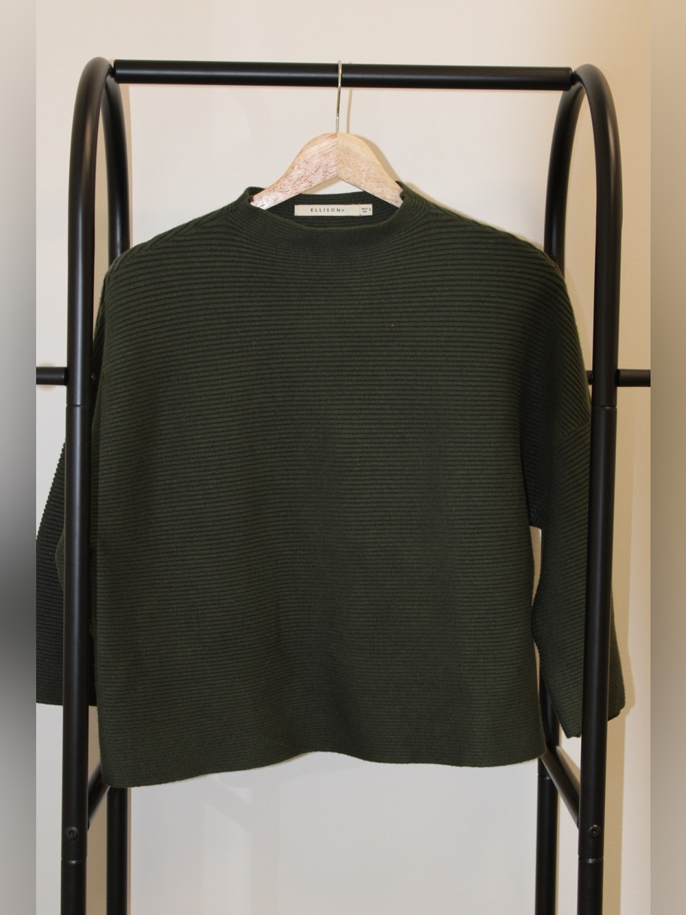 Ellison Olive Ribbed Mock Neck Sweater - Men's Crewneck